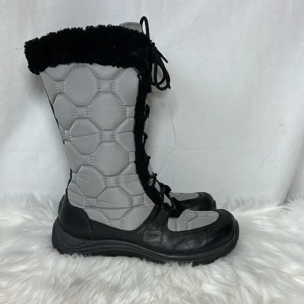 UGG Capstone Black/Grey Winter‎ Boots Sz 7